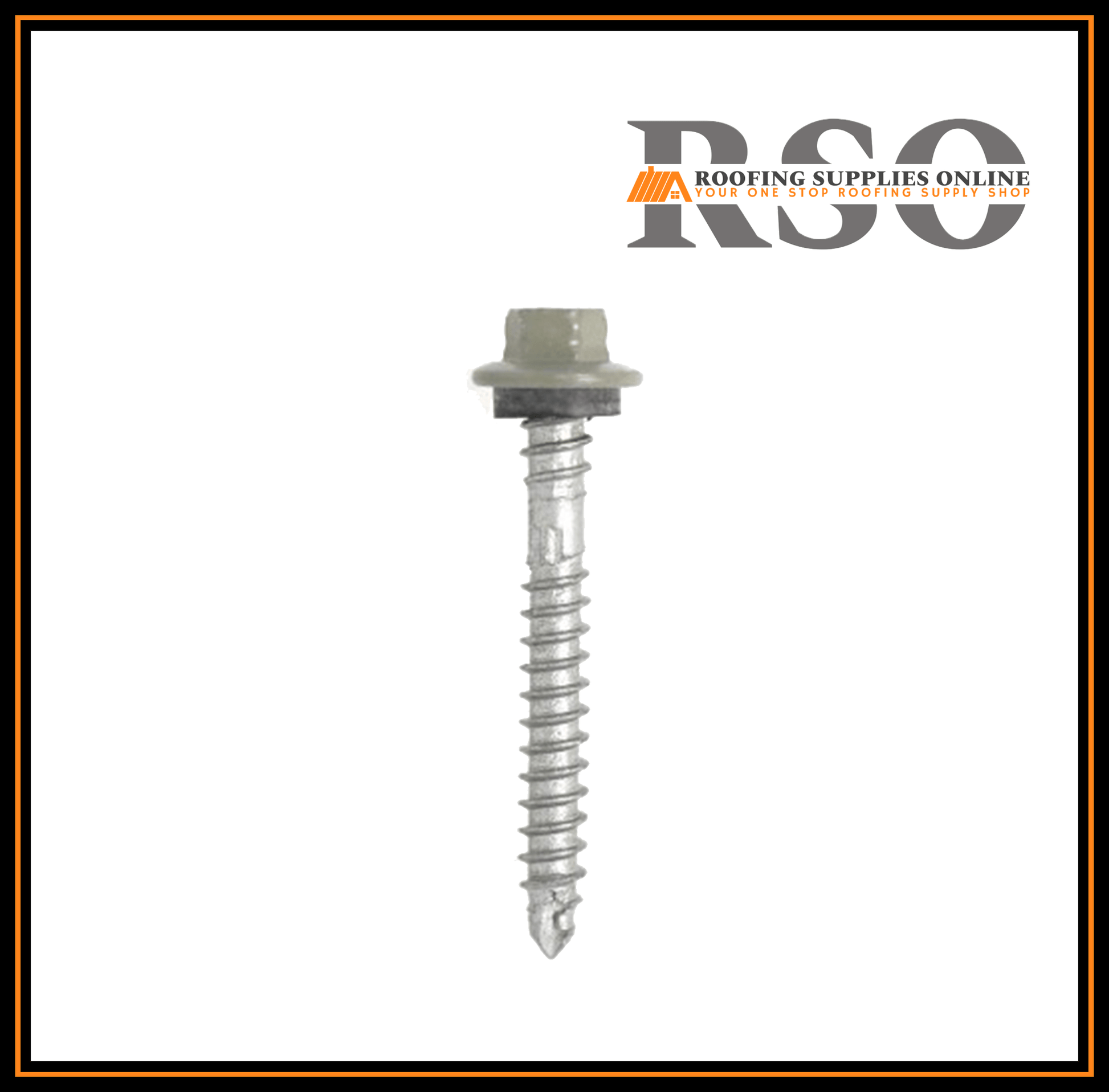 This image is of a 50mm HEX Zip cut roof screw with a neoprene seal and has a cutting head that is suilted for fixing to timber or metal battens
