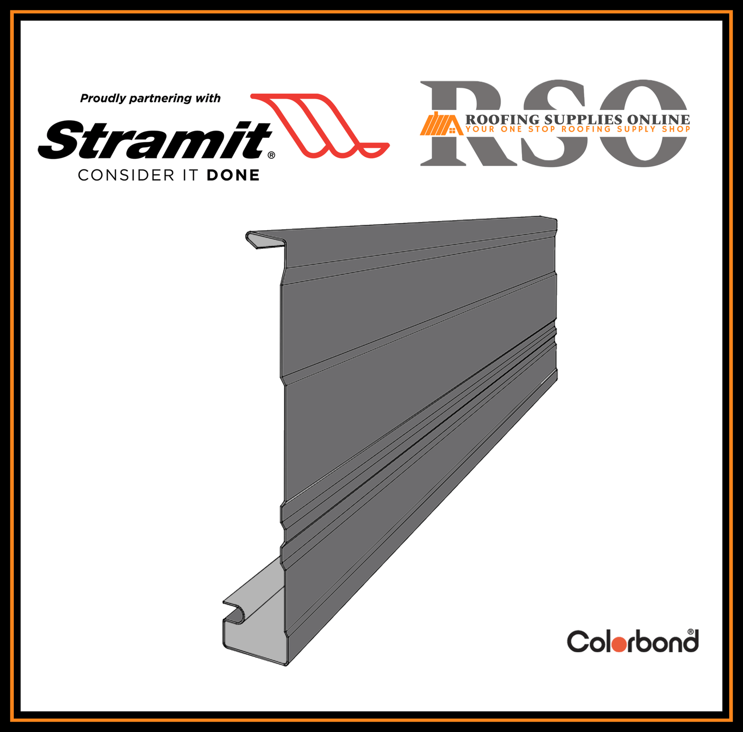 This is an image of a length of Stramit's Colorbond Rolled Metal Fascia. The Colour is Basalt from the Colorbond Range