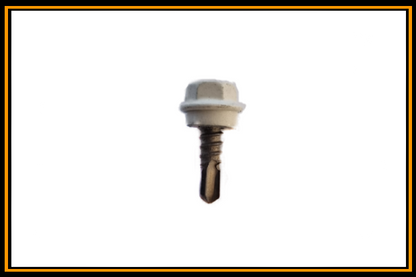 This image is of a 16mm HEX roof screw with a neoprene seal and has a cutting head that is suilted for fixing to metal battens