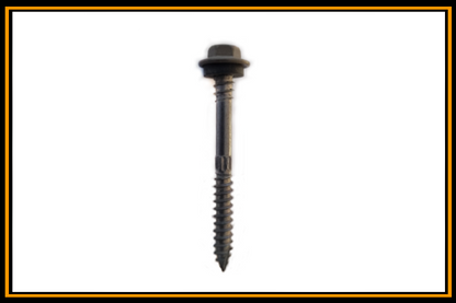 This image is of a 65mm HEX roof screw with a neoprene seal and has a cutting head that is suilted for fixing to timber battens