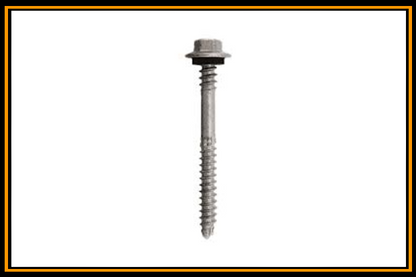 This image is of a 65mm HEX roof screw with a neoprene seal and has a cutting head that is suilted for fixing to timber or metal battens