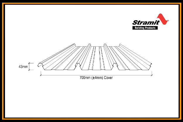 This is a line drawing of Stramit Speed Deck Ultra depicting its dimensions. Speed Deck Ultra is commonly known and referred to as Klip Lok.